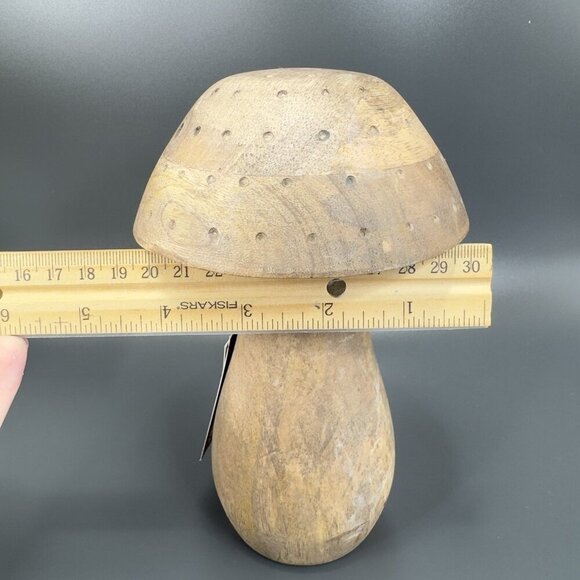 Place And Time Wooden Tall Mushroom Primitive Style Wood Figurine With Labels - Picture 4 of 12
